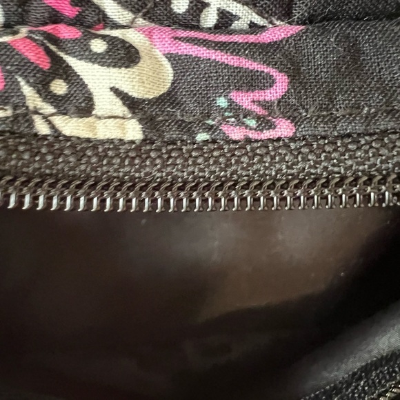 VERA BRADLEY Bandana Swirls Blush & Brush Cosmetic Case Black Pink Blue Travel - Picture 9 of 11